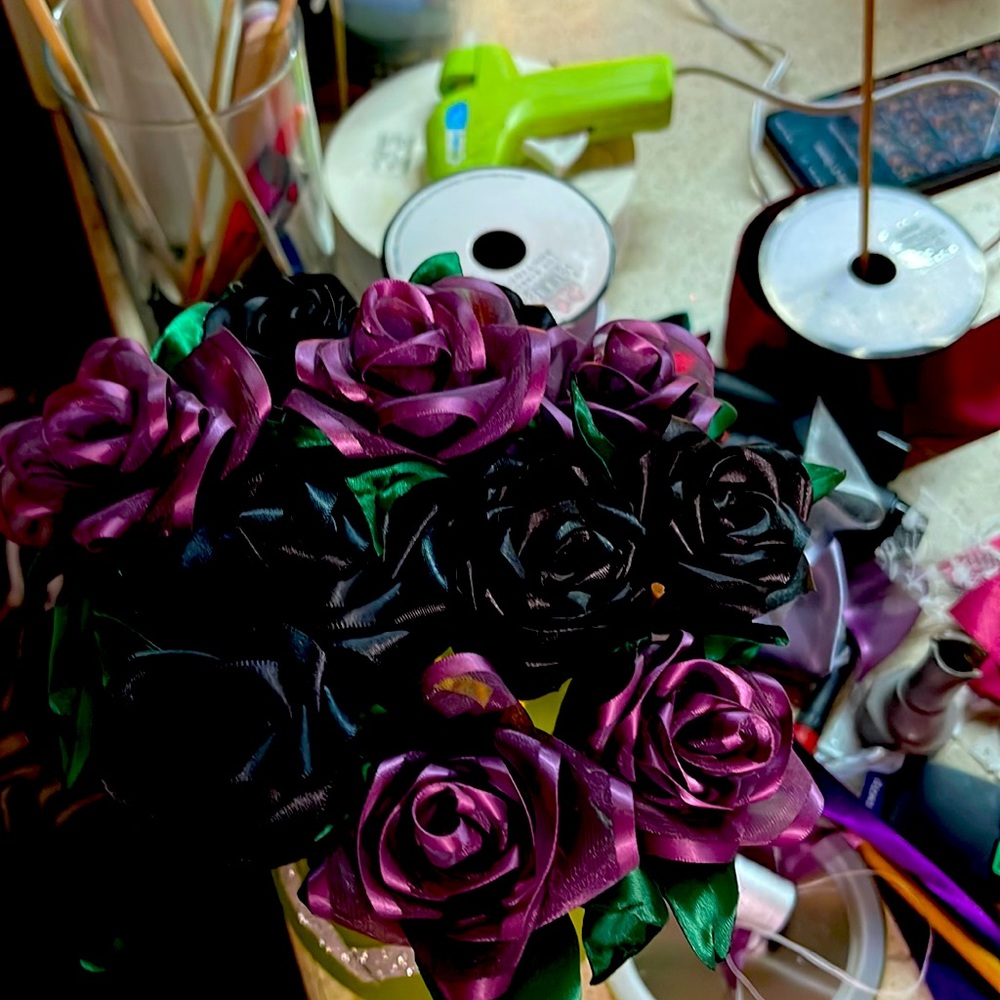 Satin handmade roses